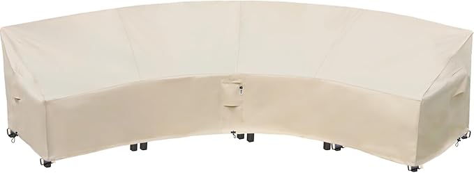 Curved Patio Furniture Cover for Outdoor Sectional Sofa, 190"(128") Reinforced Waterproof 600D Patio Sectional Couch Cover, Half Moon Lawn Outside Garden Furniture Winter Protective Cover