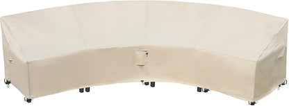 Curved Patio Furniture Cover for Outdoor Sectional Sofa, 190"(128") Reinforced Waterproof 600D Patio Sectional Couch Cover, Half Moon Lawn Outside Garden Furniture Winter Protective Cover