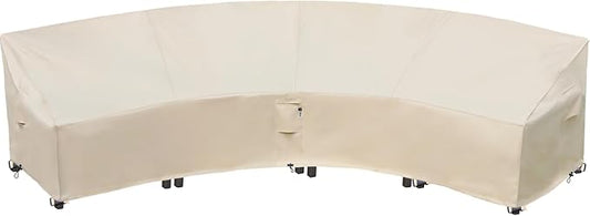 Curved Patio Furniture Cover for Outdoor Sectional Sofa, 190"(128") Reinforced Waterproof 600D Patio Sectional Couch Cover, Half Moon Lawn Outside Garden Furniture Winter Protective Cover