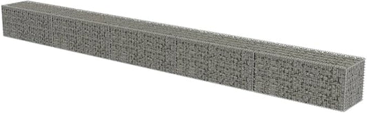 Galvanized Steel Gabion Wall with Covers, Gabion Mesh Wire Wall Panel Galvanized Steel Garden Stone Wire Basket Fencing Patio Decorative Fence, 236"x19.7"x19.7",-181