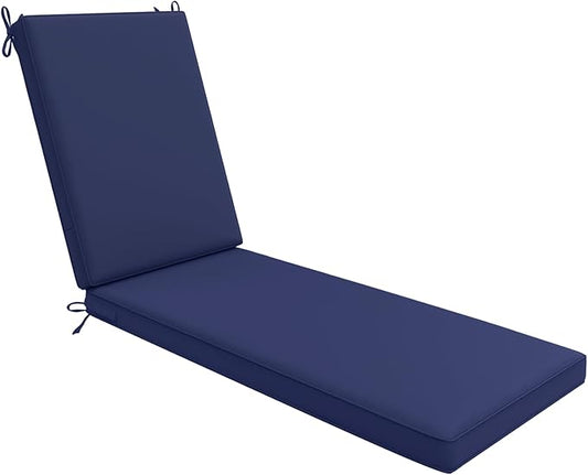 AAAAAcessories Outdoor Chaise Lounge Cushions, Waterproof, Fade-Resistant Patio Furniture Replacement Cushions, 74" x 23" x 3", Midnight Blue