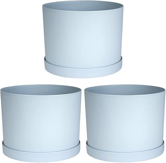 Bloem Mathers Planter w/Saucer Tray 8" Misty Blue (Pack of 3)