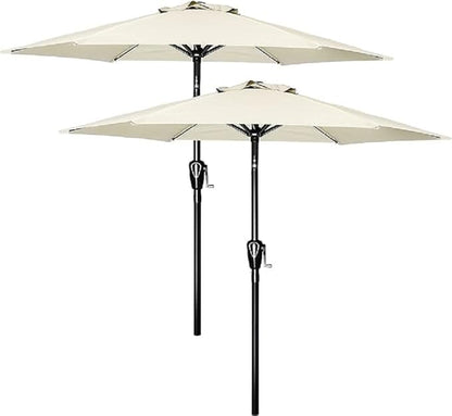Simple Deluxe 2 Pack 9ft Patio Umbrella Outdoor Table Market Umbrella, 8 Sturdy Ribs for Garden, Deck, Backyard, Pool, Creamy White