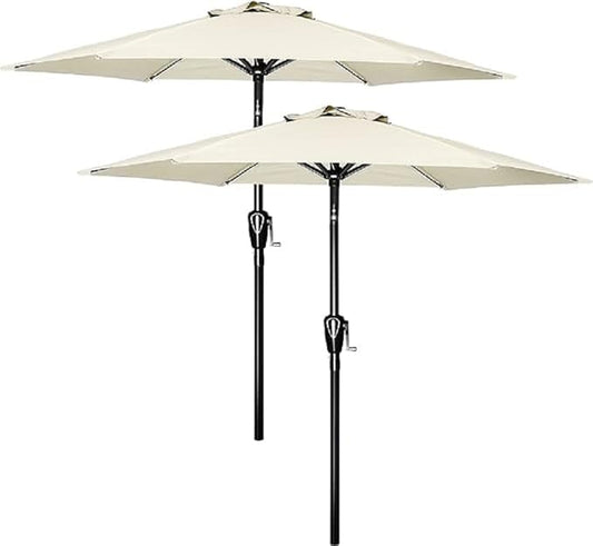 Simple Deluxe 2 Pack 9ft Patio Umbrella Outdoor Table Market Umbrella, 8 Sturdy Ribs for Garden, Deck, Backyard, Pool, Creamy White