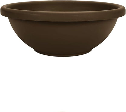 The HC Companies 20 Inch Large Garden Bowl Planter - Shallow Plant Pot with Drainage Plug for Indoor Outdoor Flowers, Herbs, Chocolate