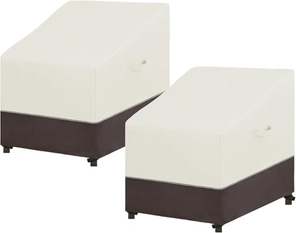 Easy-Going Patio Chair Cover UV Resistant Outdoor Chair Cover Bicolor Waterproof Outdoor Furniture Cover with Reflective Hemming (2 Pack-35Wx38Dx31H inch, Beige/Brown)