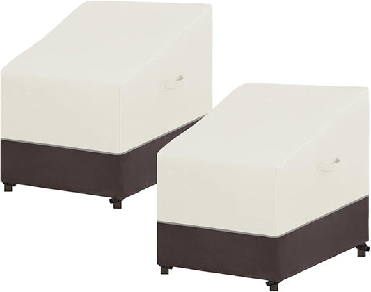 Easy-Going Patio Chair Cover UV Resistant Outdoor Chair Cover Bicolor Waterproof Outdoor Furniture Cover with Reflective Hemming (2 Pack-33.5Wx40Dx36H inch, Beige/Brown)