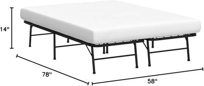 Linenspa Folding Metal Platform Bed Frame - No Box Spring Needed - Underbed Storage - Simple Toolless Assembly - Mattress Foundation - 14" High - Traditional Design - Sturdy Steel - Queen Size