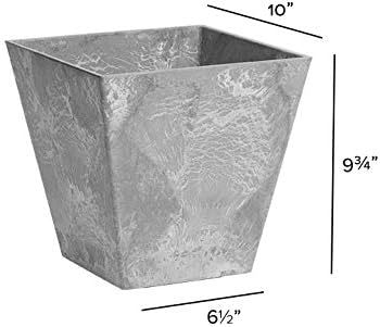 Novelty ArtStone 35100 Ella Square Planter, 10-Inch, Grey