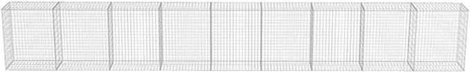 Galvanized Steel Gabion Wall with Covers, Gabion Mesh Wire Wall Panel Galvanized Steel Garden Stone Wire Basket Fencing Patio Decorative Fence, 354"x19.7"x39.4",-187