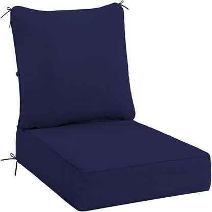 Sundale Outdoor Olefin Deep Seat Cushion, Patio Chair Cushion and Pillow, Water-Resistant Sectional Sofa Pad with Straps Navy Blue, 23 x 26 x 6 Inches