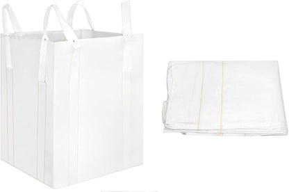 QWORK FIBC Bulk Bag, 4 Pack Sandbags 1 Ton Industrial Grade Bag Holds 2200 LBS, Woven Polypropylene Bags 35" x 35" x 43"