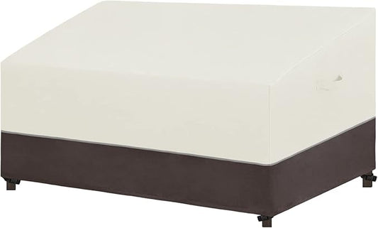 Easy-Going Patio Sofa Cover UV Resistant Outdoor Couch Cover Bicolor Patio 3-Seater Bench Cover Waterproof Outdoor Furniture Cover with Reflective Hemming (79Wx37Dx35H inch, Beige/Brown)