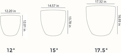 The HC Companies 15 Inch Aspen Planter Indoor Outdoor Round Fiberglass Planter Pot with Contemporary Textured Design, Charcoal