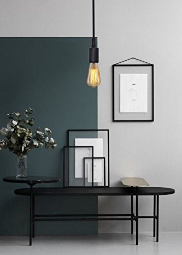 HESSION 2 Pack Plug-in Pendant Light, 16.4Ft Vintage Industrial Edison Light Socket Silica Gel E26/E27 Base, Black Round Hanging Pendant Light Cord, Hanging Lamp Extension Cable with On/Off Switch
