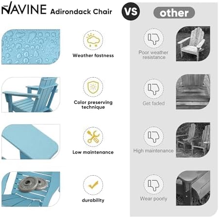 Adirondack Chair Set of 6, HDPE Folding Adirondack Chair with Multifunctional Cup Holder, Weather Resistant Fire Pit Chair for porches, patios, poolsides, Decks.