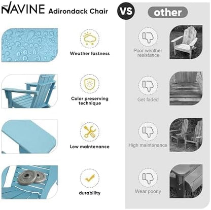 Adirondack Chair Set of 6, HDPE Folding Adirondack Chair with Multifunctional Cup Holder, Weather Resistant Fire Pit Chair for porches, patios, poolsides, Decks.