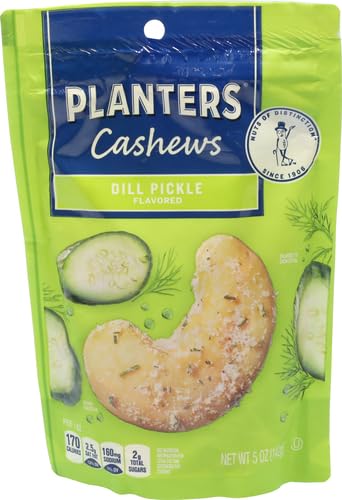 PLANTERS Cashews Dill Pickle - Trail Mix Snack Packs - Snacks with Dill Pickle, Snack Pack, Party Trail Mix, 5 Oz Bag (Pack of 2)