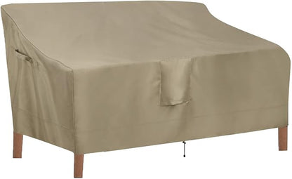 OutdoorLines Outdoor Waterproof Patio Loveseat Couch Cover - UV Resistant Patio Sofa Furniture Covers Weatherproof Heavy Duty Glider Covers for Outdoor Furniture, 58Wx32.5Dx31H Inches, Camel