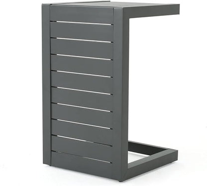 Christopher Knight Home Cape Coral Outdoor Aluminum C-Shaped Side Table, Grey