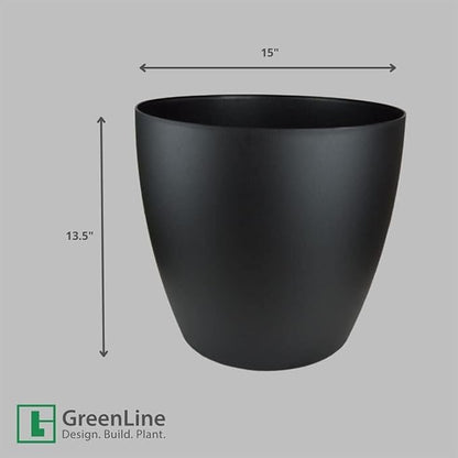 Memphis 15" Round Indoor Floor Planter Pot – Lightweight & Durable Plastic, Modern Design, Made in USA, Recyclable Large Plant Container for Home & Office Décor (Silver)