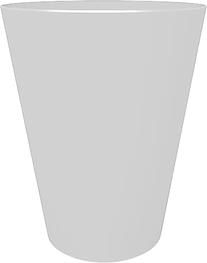Bloem Tall Finley Tapered Round Planter: 14" - Casper White - Matte Textured Finish, 100% Recycled Plastic Pot, for Indoor and Outdoor Use, Gardening, 4 Gallon Capacity