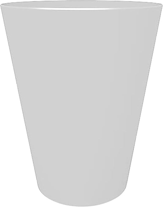 Bloem Tall Finley Tapered Round Planter: 14" - Casper White - Matte Textured Finish, 100% Recycled Plastic Pot, for Indoor and Outdoor Use, Gardening, 4 Gallon Capacity