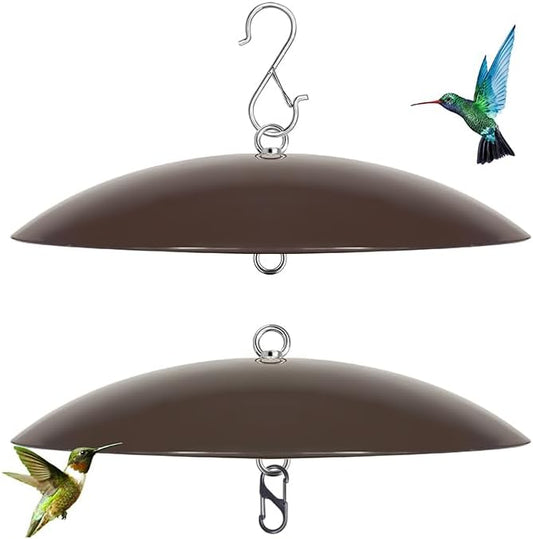 13" Bird Feeder Dome, Hummingbird Feeder Rain Guard, Bird Feeder Cover,Baffle for Bird Feeder Pole,Smart Birds Feeder's Umbrella(Brown),2 Pack