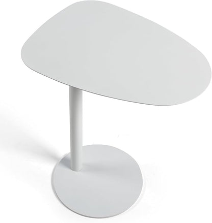 C Shaped End Table,Tray Metal Sofa Side Table, Accent Coffee Table, Waterproof and Anti-Rust Outdoor&Indoor Snack(Model A Adjustable, White)