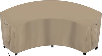 OutdoorLines Waterproof Curved Outdoor Sectional Cover - UV Resistant Windproof Patio Sectional Sofa Covers for Deck, Lawn and Backyard, Heavy Duty Furniture Covers (120Lx36Dx38Hx82FL, Camel)