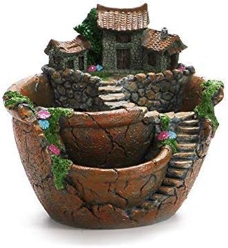 Creative Fairy Garden Flower Pot, Plant Pot, Succulent Plant Flower Pot Rack - Hanging Design Suitable for Home, Office, and Garden Decoration (Orange)