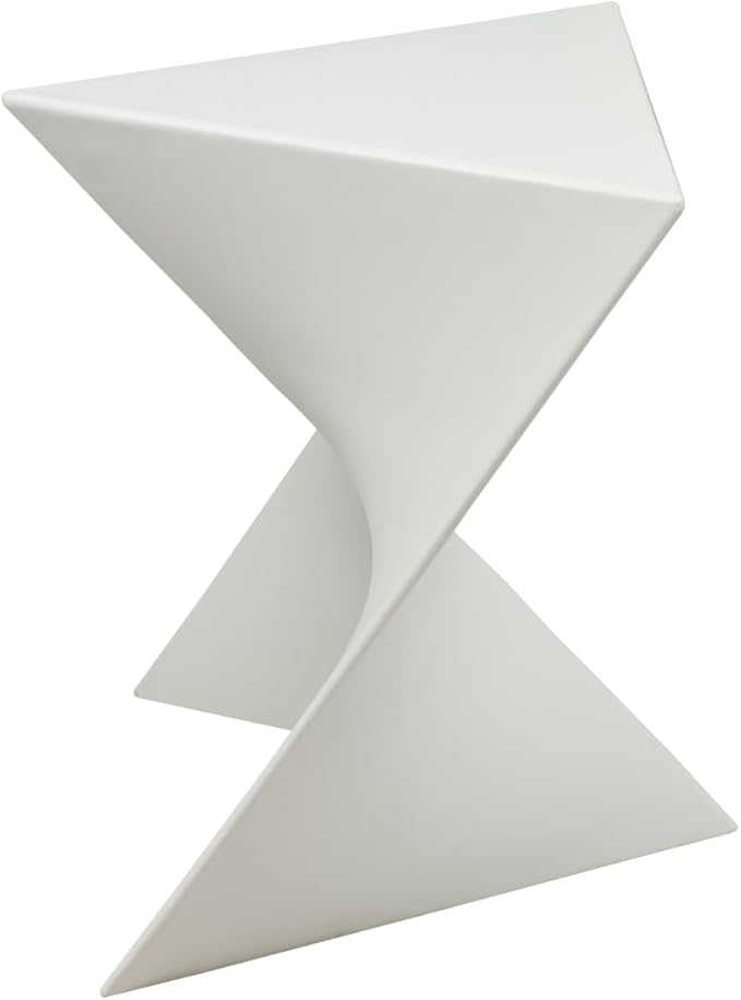 LeisureMod 15.75" Stackable Weather-Resistant Plastic Triangular Side Table - Accent End Table for Indoor & Outdoor Use (White, Set of 4)