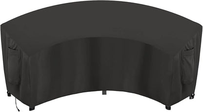 OutdoorLines Waterproof Curved Outdoor Sectional Cover - UV Resistant Windproof Patio Sectional Sofa Covers for Deck, Lawn and Backyard, Heavy Duty Furniture Covers (120Lx36Dx38Hx82FL, Black)