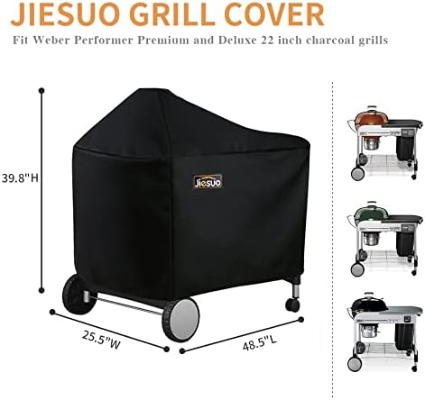 BBQ Grill Cover for Weber Performer Deluxe Charcoal: Heavy Duty Waterproof 22 Inch BBQ Cover for Weber Performer Charcoal Grills