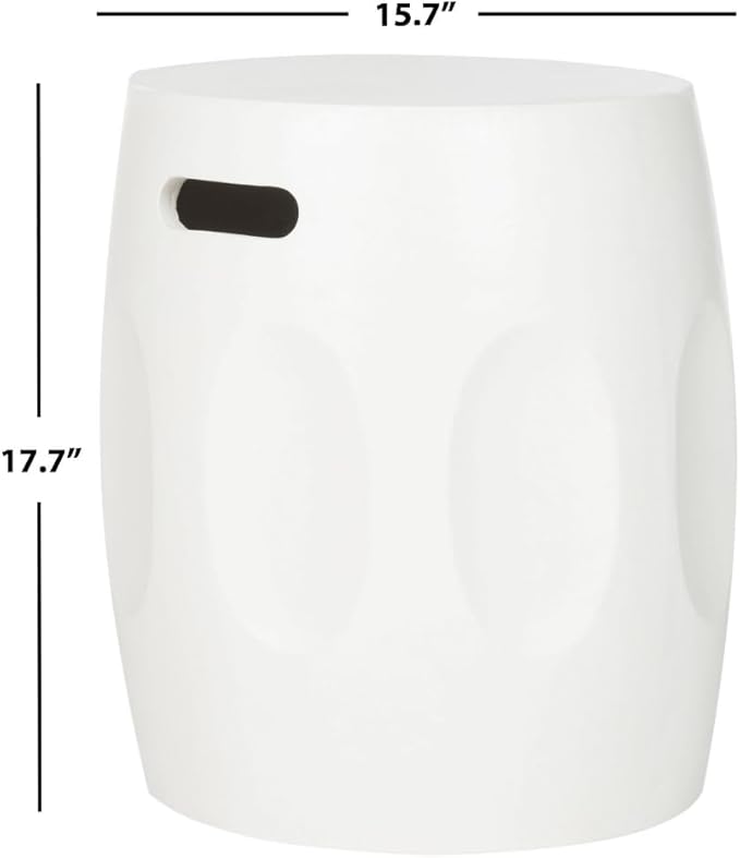 Safavieh Outdoor Collection Zuri Modern Concrete Ivory Round 17.7-inch Accent Table