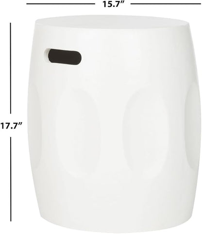 Safavieh Outdoor Collection Zuri Modern Concrete Ivory Round 17.7-inch Accent Table