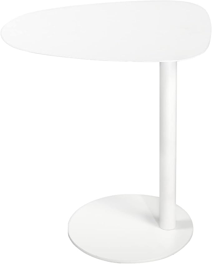 C Table End Table,Tray Metal Sofa Side Table, Accent Coffee Table, Waterproof and Anti-Rust Outdoor&Indoor Snack Table, White (Model A)