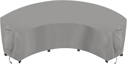 OutdoorLines Waterproof Curved Outdoor Sectional Cover - UV Resistant Windproof Patio Sectional Sofa Covers for Deck, Lawn and Backyard, Heavy Duty Furniture Covers (190Lx36Dx39Hx128FL, Grey)