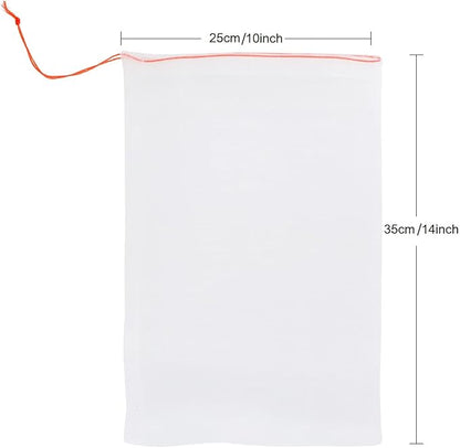Kikhope 50 Pcs Fruit Protection Bags, 14"x10" Fruit Netting Bags, Garden Netting Bags with Drawstring, Fruit Tree Bags, Netting Barrier Bags for Protecting Fruits and Vegetables