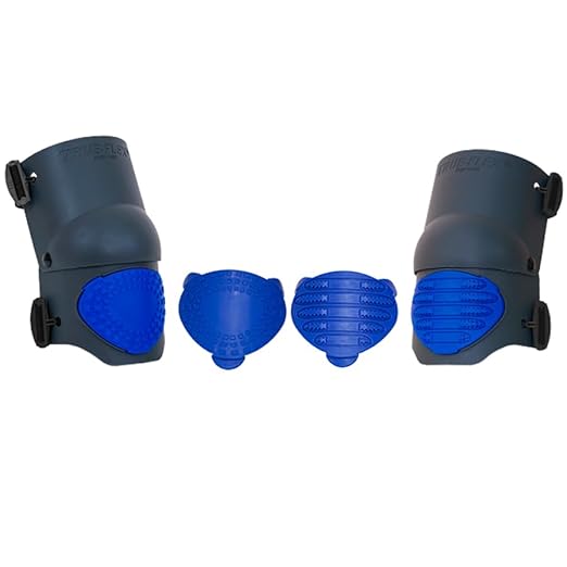 TSE Safety - TSE-TFLX-4-16-GEL Flex Work Knee Foam Padding Pads - Anti-Slip Strong Double Straps Comfortable Knee Protection Breathable Heavy Duty for Indoor and Outdoor Use – Black & Blue