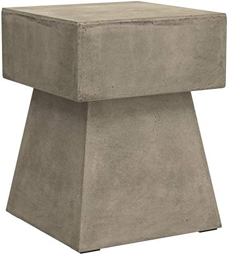 SAFAVIEH Outdoor Collection Zen Mushroom Modern Dark Grey Concrete Accent Table (Fully Assembled)