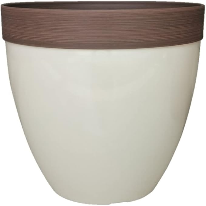 Southern Patio Hdr-077091 Resin Hornsby Planter, 15 Inch, Dark Beige