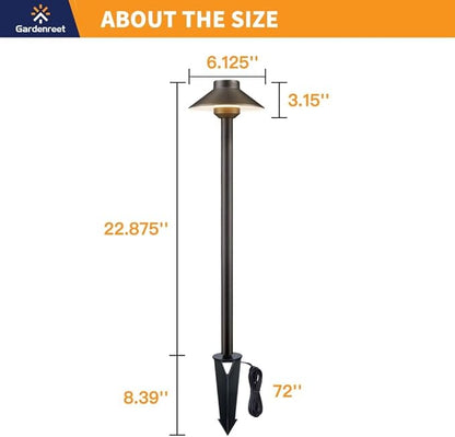 Gardenreet Solid Brass 12V LED Landscape Lighting Kit (12 Pack Path Lights) with 300W Low Voltage Transformer and Mechanical Timer and 250FT Wire and 50Pack Connectors for Outdoor Pathway Garden