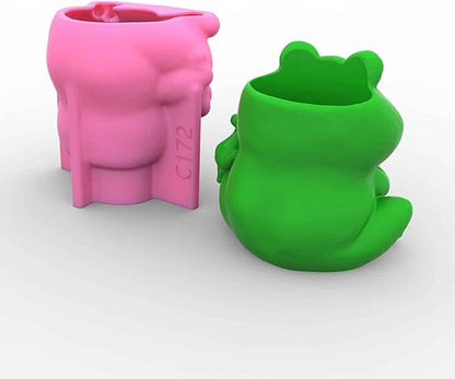 Grainrain Frog Silicone Mold for Concrete Flower Pots Creative Jewelry Pen Holder Container Mold for Resin Casting Plaster Clay Homemade Succulent Plant Pot Craft Home Decor (C172)