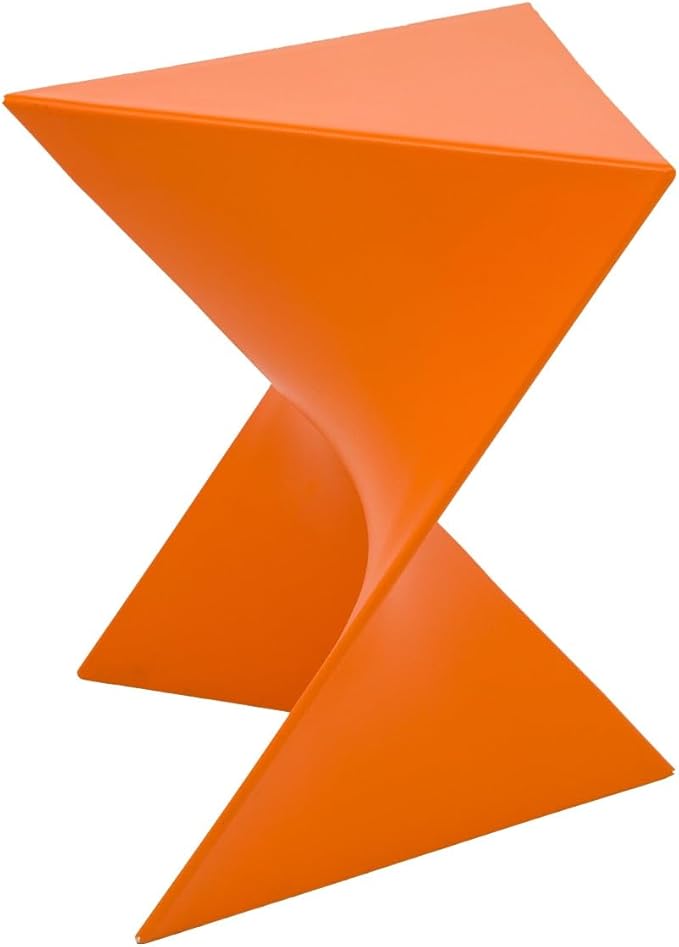 LeisureMod 15.75" Stackable Weather-Resistant Plastic Triangular Side Table - Accent End Table for Indoor & Outdoor Use (Orange, Set of 4)