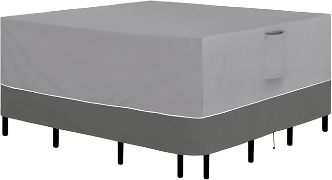 Easy-Going Patio Furniture Cover 56"x56" Square Outdoor Table and Chair Set Covers Waterproof UV Resistant Outdoor Sectional Sofa Set Covers, Gray/Dark Gray