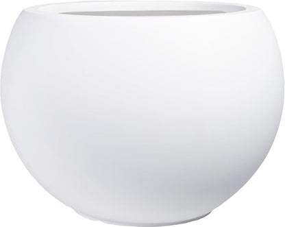 10 H x 14" Dia (10" Pot Opening) Round Fiberstone Planter with Drainage Hole, White, Indoor/Outdoor Large Plant Pot for Home Patio Garden, Ideal for Large Plants