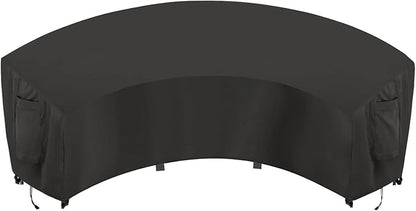 OutdoorLines Waterproof Curved Outdoor Sectional Cover - UV Resistant Windproof Patio Sectional Sofa Covers for Deck, Lawn and Backyard, Heavy Duty Furniture Covers (190Lx36Dx39Hx128FL, Black)