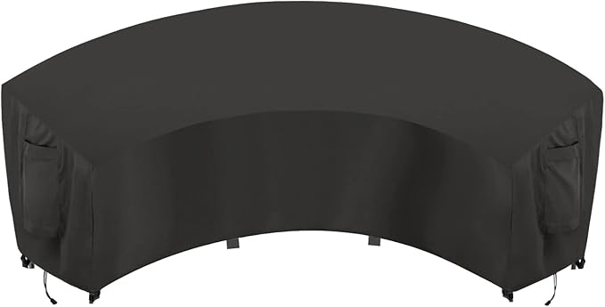 OutdoorLines Waterproof Curved Outdoor Sectional Cover - UV Resistant Windproof Patio Sectional Sofa Covers for Deck, Lawn and Backyard, Heavy Duty Furniture Covers (150Lx36Dx38Hx112FL, Black)