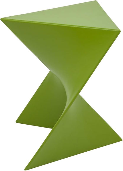 LeisureMod 15.75" Stackable Weather-Resistant Plastic Triangular Side Table - Accent End Table for Indoor & Outdoor Use (Green, Set of 4)